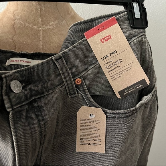 NEW LEVIS sz 32 LOW PRO Faded Gray Denim Jeans Mid Rise Straight Leg - Picture 2 of 12